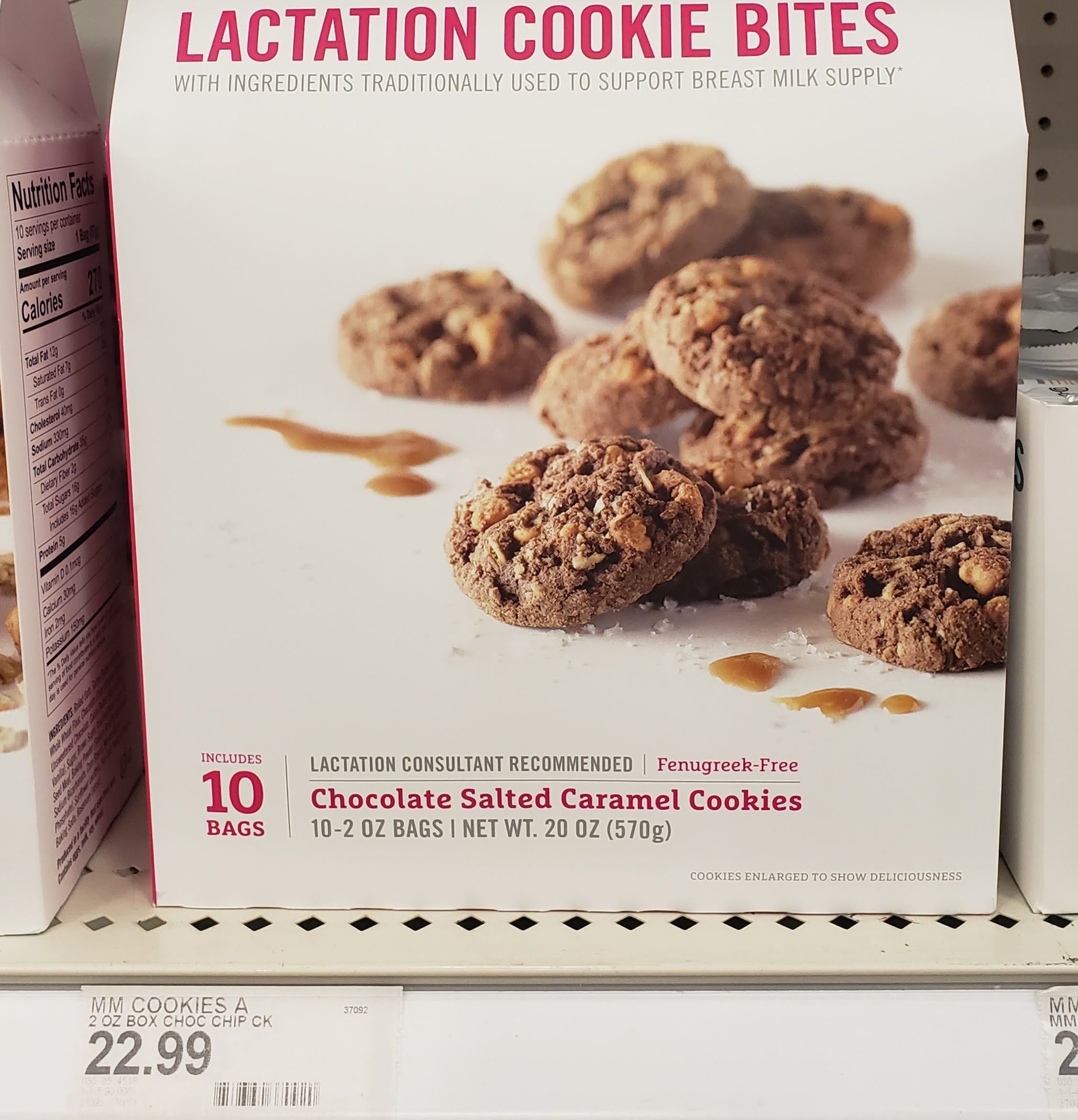lactation cookie bites on store shelf